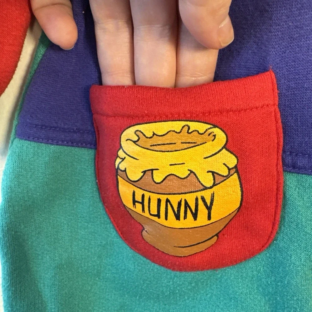 Vintage Disney Kids Winnie The Pooh Colorblock Romper Size 12 Months Long Sleeve